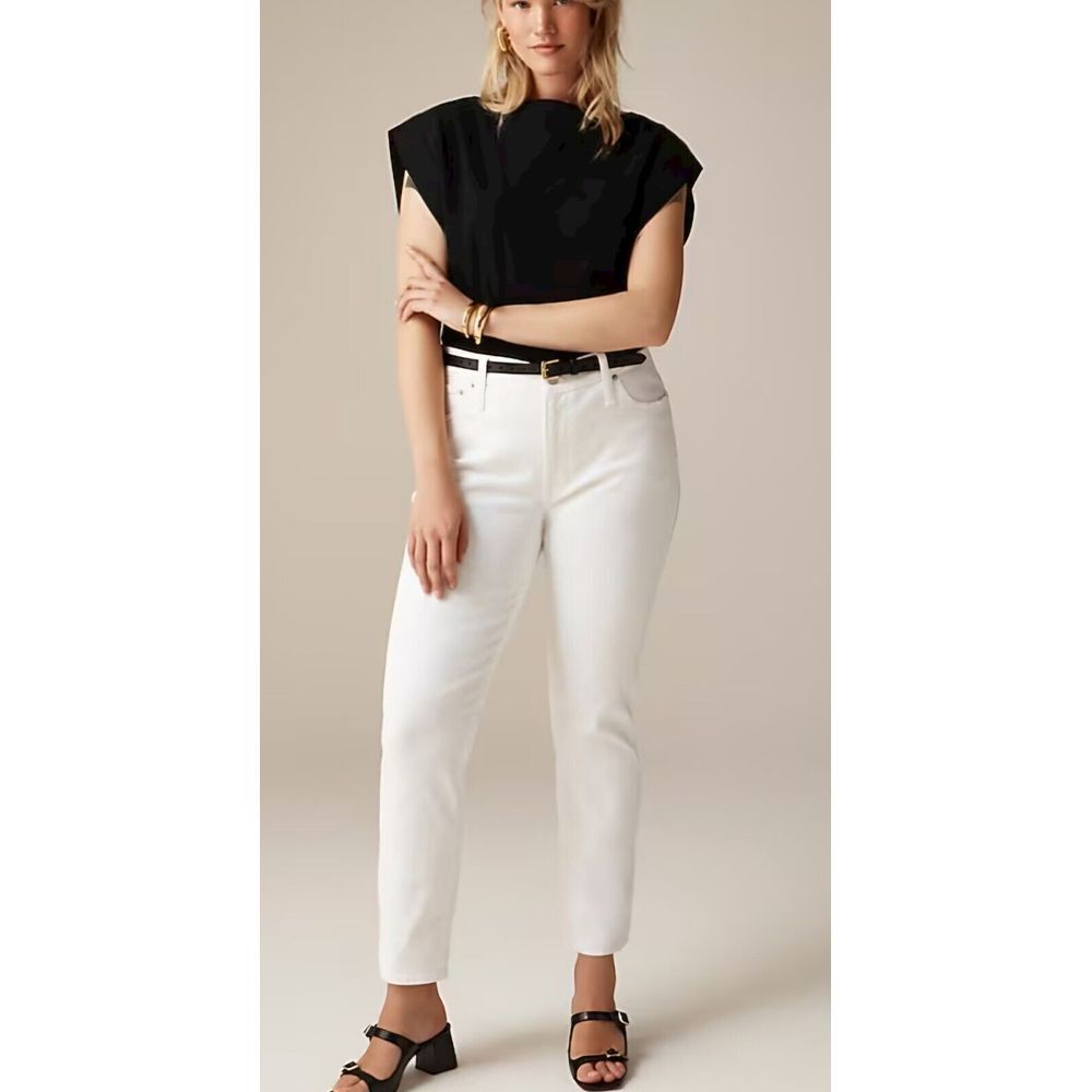 J.Crew Jeans Women's 30 Tall 9" Vintage Slim Straight White High‎ Rise Preppy